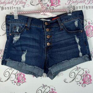 Celebrity Pink shorts the glam blue Distressed Dark Blue Jean Shorts